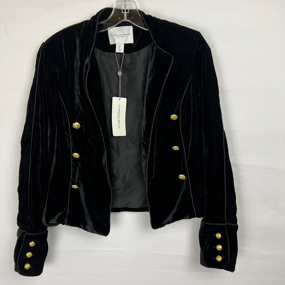 NWT Carolina Belle Montreal Blazer Jacket Women's Black Velvet Size S